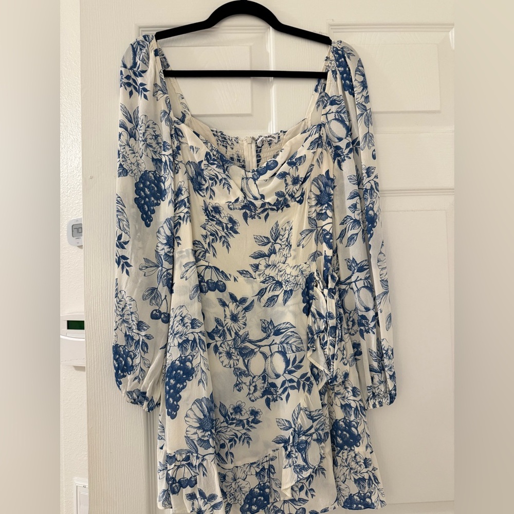 Reformation Floral Blue and White Dress